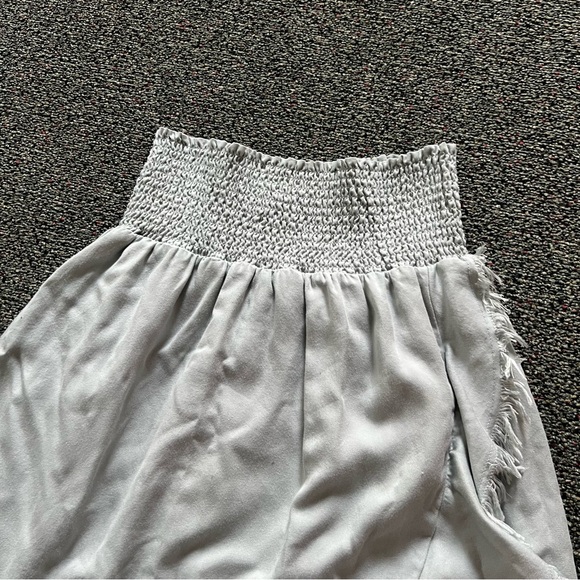 Pastel Baby Blue High Waisted Stretch Midi Maxi Ruffle Frayed Hem Modest Skirt L - Picture 5 of 16